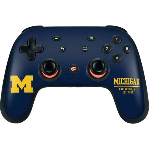 University of Michigan Ann Arbor Est 1817 Google Stadia Controller Skin